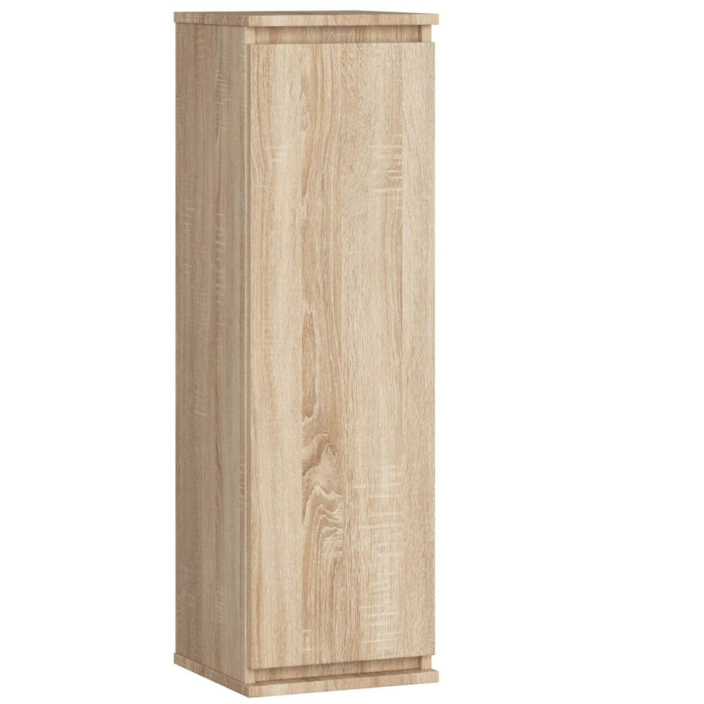 Fali szekrény, ajtóval és 3 belső polccal, 16 mm-es laminált forgácslap, 30x30x99 cm, sonoma tölgy