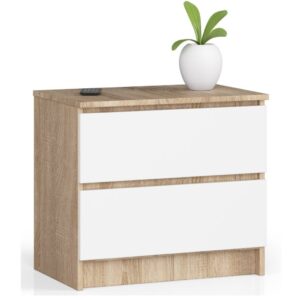 Éjjeliszekrény 2 zárral, 16 mm-es PAL laminált lapból, 60x40x55 cm, sonoma tölgy és fehér színben