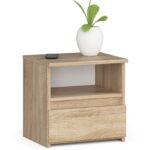Éjjeliszekrény 1 fiókkal, 16 mm-es laminált forgácslap, 40x35x40 cm, sonoma tölgyfa