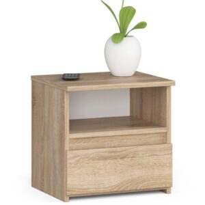 Éjjeliszekrény 1 fiókkal, 16 mm-es laminált forgácslap, 40x35x40 cm, sonoma tölgyfa