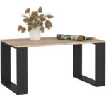NOX dohányzóasztal alsó polccal, laminált forgácslap, 92x53x45 cm, sonoma tölgy és fekete