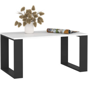 Dohányzóasztal NOX alsó polccal, laminált forgácslap, 92x53x45 cm, fehér és fekete