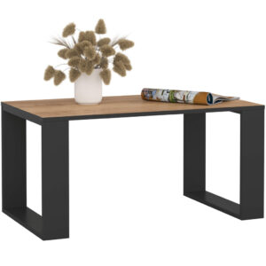 NOX dohányzóasztal alsó polccal, laminált forgácslap, 92x53x45 cm, kézműves tölgy és fekete