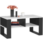 Masuta cafea ROCKFORD, cu blat din PAL, 92x53x45 cm, alb si negru
