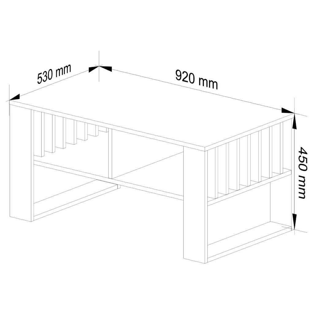 ROCKFORD dohányzóasztal laminált forgácslap asztallappal, 92x53x45 cm, craft tölgy és fekete - Image 3