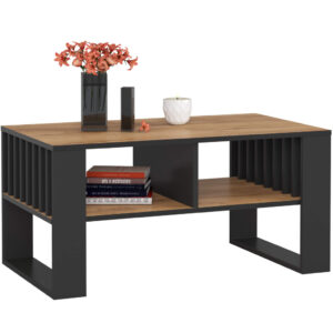 ROCKFORD dohányzóasztal laminált forgácslap asztallappal, 92x53x45 cm, craft tölgy és fekete