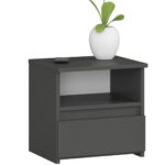 Éjjeliszekrény 1 fiókkal, 16 mm-es laminált forgácslap, 40x35x40 cm, szürke