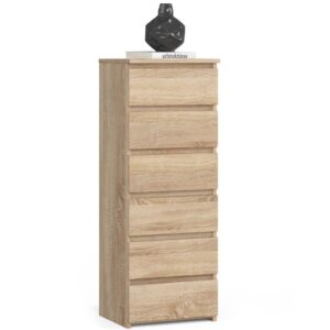 6 fiókos komód, 16 mm laminált forgácslap, 40x35x109 cm, sonoma tölgy