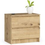 Éjjeliszekrény  2 db PAL laminált, 16 mm-es, 60x40x55 cm-es, kézműves tölgyfa záródással
