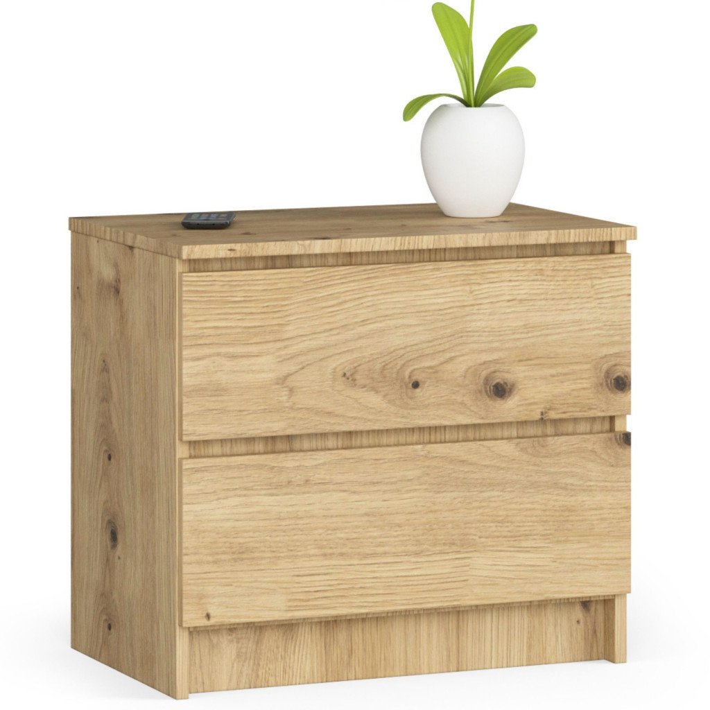 Éjjeliszekrény 2 db PAL laminált, 16 mm-es, 60x40x55 cm-es, kézműves tölgyfa záródással