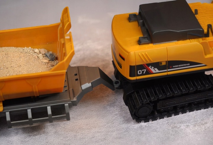 RC építőipari jármű szett markolóval és billenőplatós teherautóval, fényekkel és gőz effektel, távirányítóval, 3 tartozékkal - Image 7