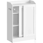 VASAGLE keskeny fürdőszobai szekrény WC-papír tartóval és WC-kefe rekesszel, tolóajtókkal, állítható polcokkal, 20x60x80 cm, fehér