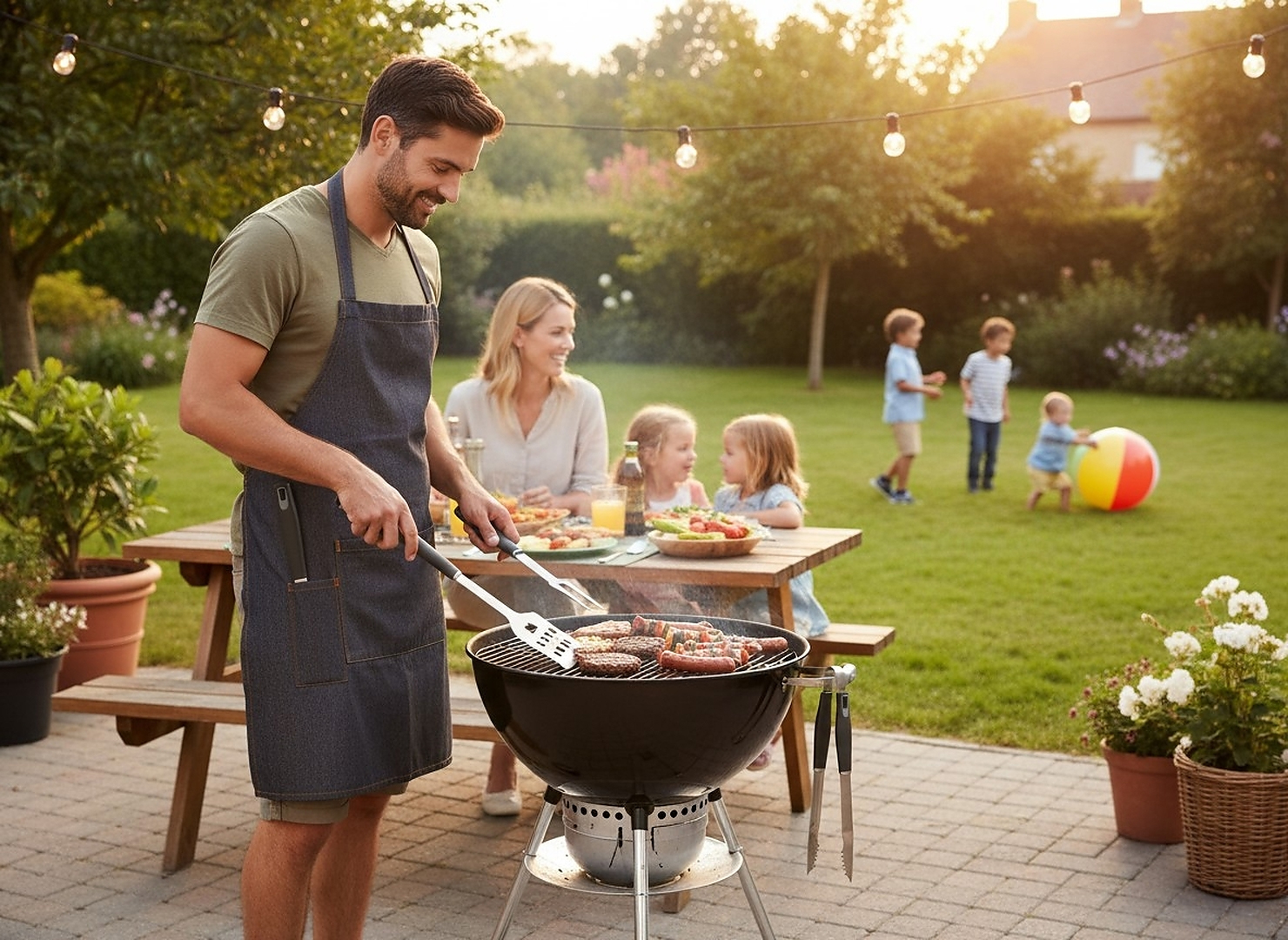 3 részes rozsdamentes acél grillező eszközkészlet fa nyéllel, spatula, fogó és villa. - Image 2