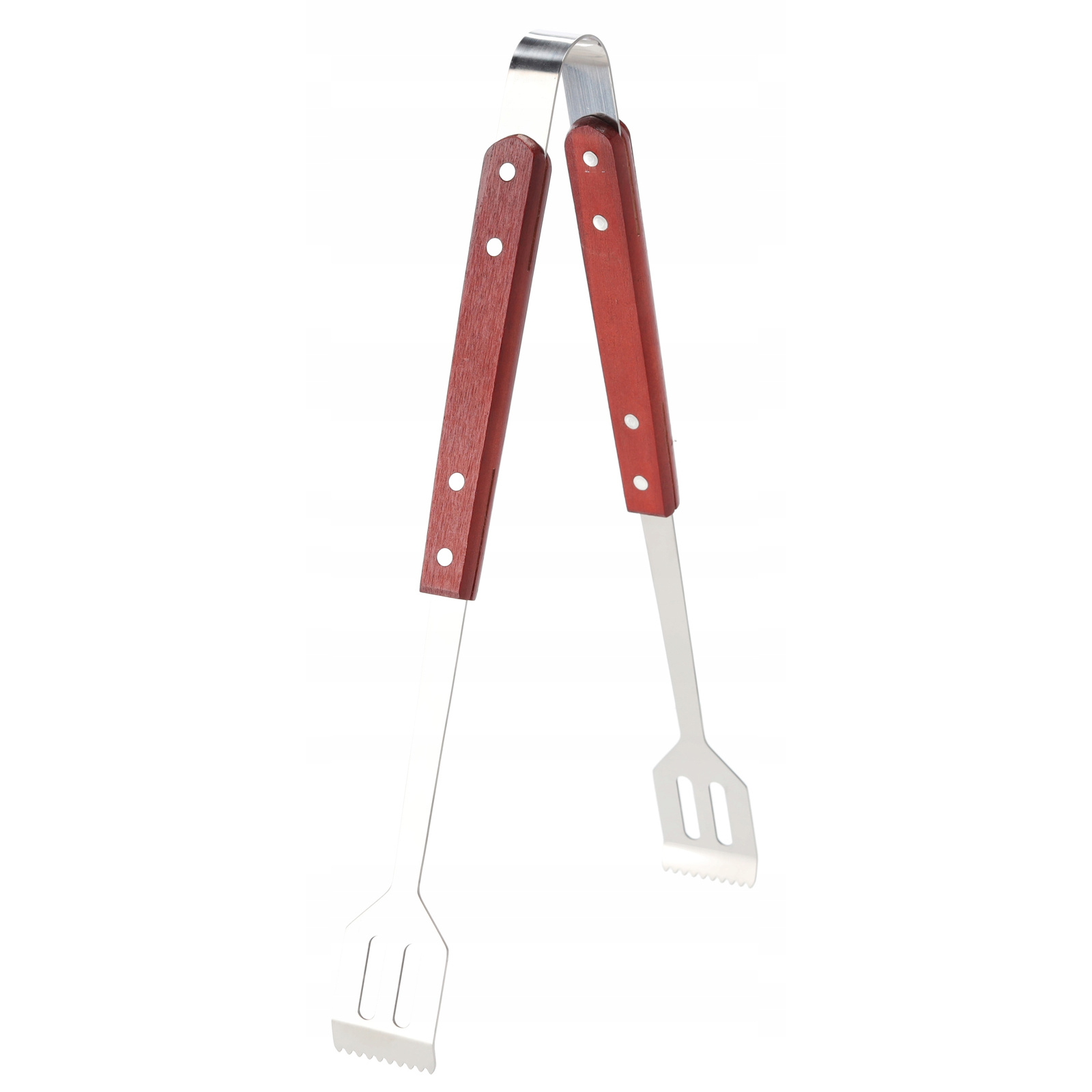 3 részes rozsdamentes acél grillező eszközkészlet fa nyéllel, spatula, villa és fogó - Image 5