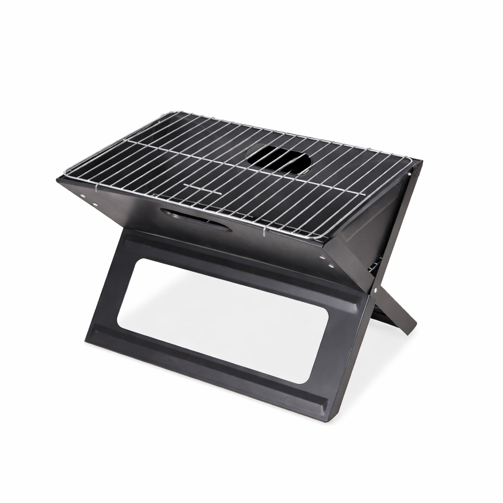 Hordozható, összecsukható grill kertbe és kempingezéshez, fém kivitel, 56x56x40 cm, fekete - Image 5