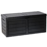 320 literes kerti tárolóláda párnák és kiegészítők tárolására, 119 × 52 × 53 cm, fekete