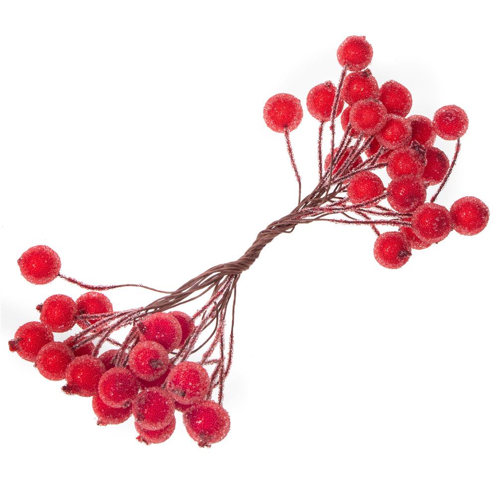 Műanyag dekoratív ágak piros mű áfonyával, fagyott hatás, 15 cm, 200 bogyó, piros - Image 7