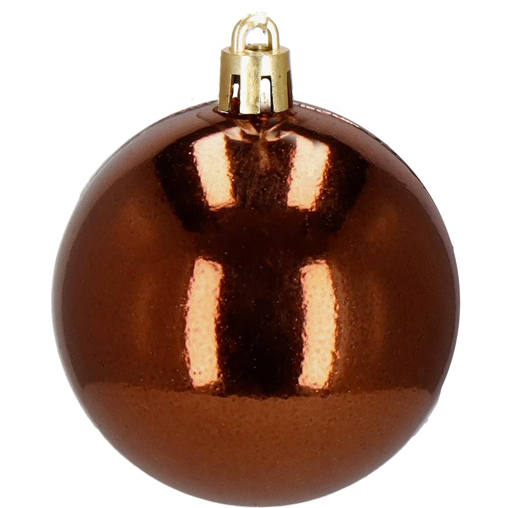 Karácsonyfa dísz szett gömbökkel és csúcsdísszel, 101 darab, műanyag, 3–7 cm, barna és rose gold - Image 14
