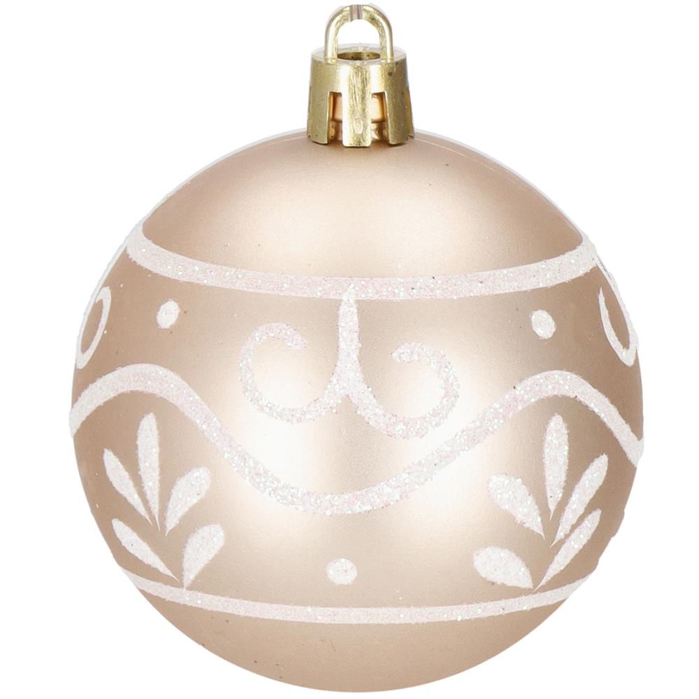 Karácsonyfa dísz szett gömbökkel és csúcsdísszel, 101 darab, műanyag, 3–7 cm, barna és rose gold - Image 22