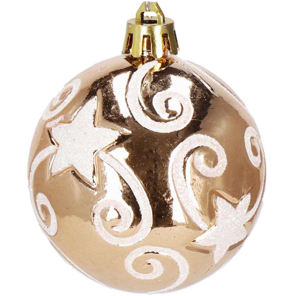 Karácsonyfa dísz szett gömbökkel és csúcsdísszel, 101 darab, műanyag, 3–7 cm, barna és rose gold - Image 23