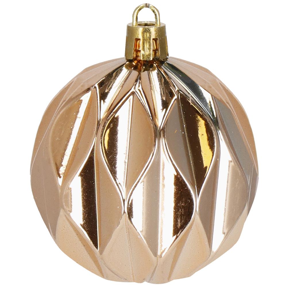 Karácsonyfa dísz szett gömbökkel és csúcsdísszel, 101 darab, műanyag, 3–7 cm, barna és rose gold - Image 24