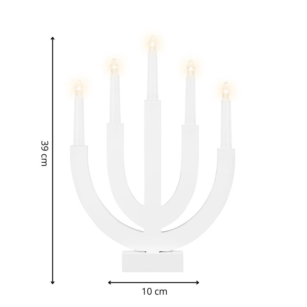 Fából készült, gyertyatartó típusú világító dekoráció, 39 cm, meleg fény, elemes működés, fehér - Image 15
