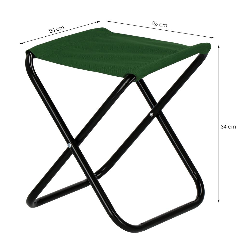 Összecsukható kemping- vagy horgászszék, fém vázzal, legfeljebb 100 kg teherbírással, 26 x 26 x 34 cm, zöld - Image 15