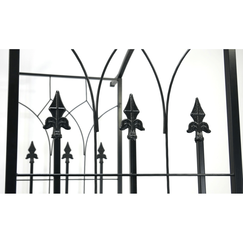 Fém kerti pergola kapuval, kúszónövény tartó, 106x50x217 cm, fekete - Image 10