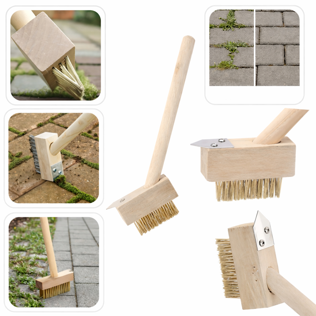 Gyomeltávolító kefe háromszög alakú acél kaparóval és fa nyéllel, 28 cm - Image 5