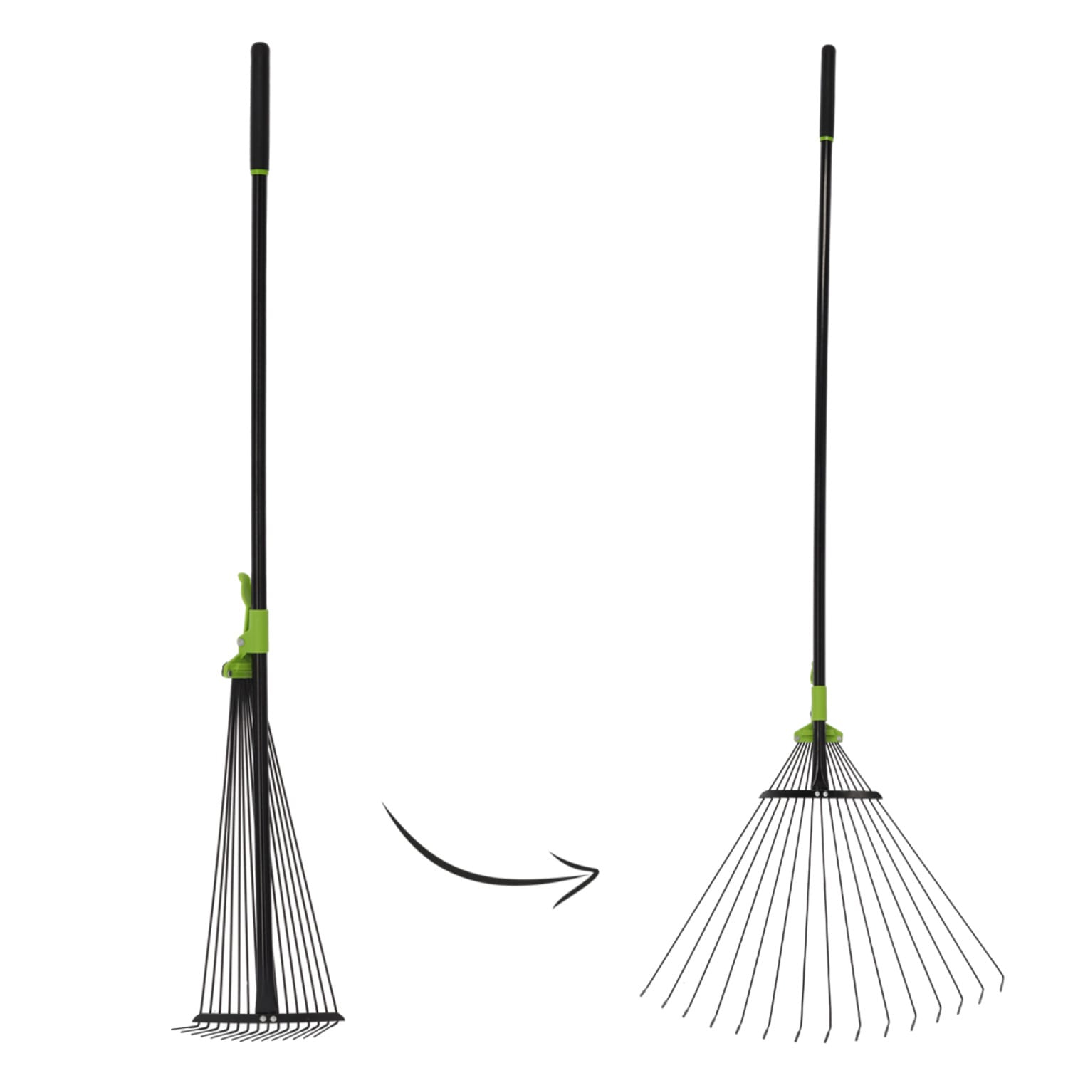 Kerti lombgereblye állítható szélességgel 20–59 cm, teleszkópos nyéllel 120–160 cm, fekete - Image 4