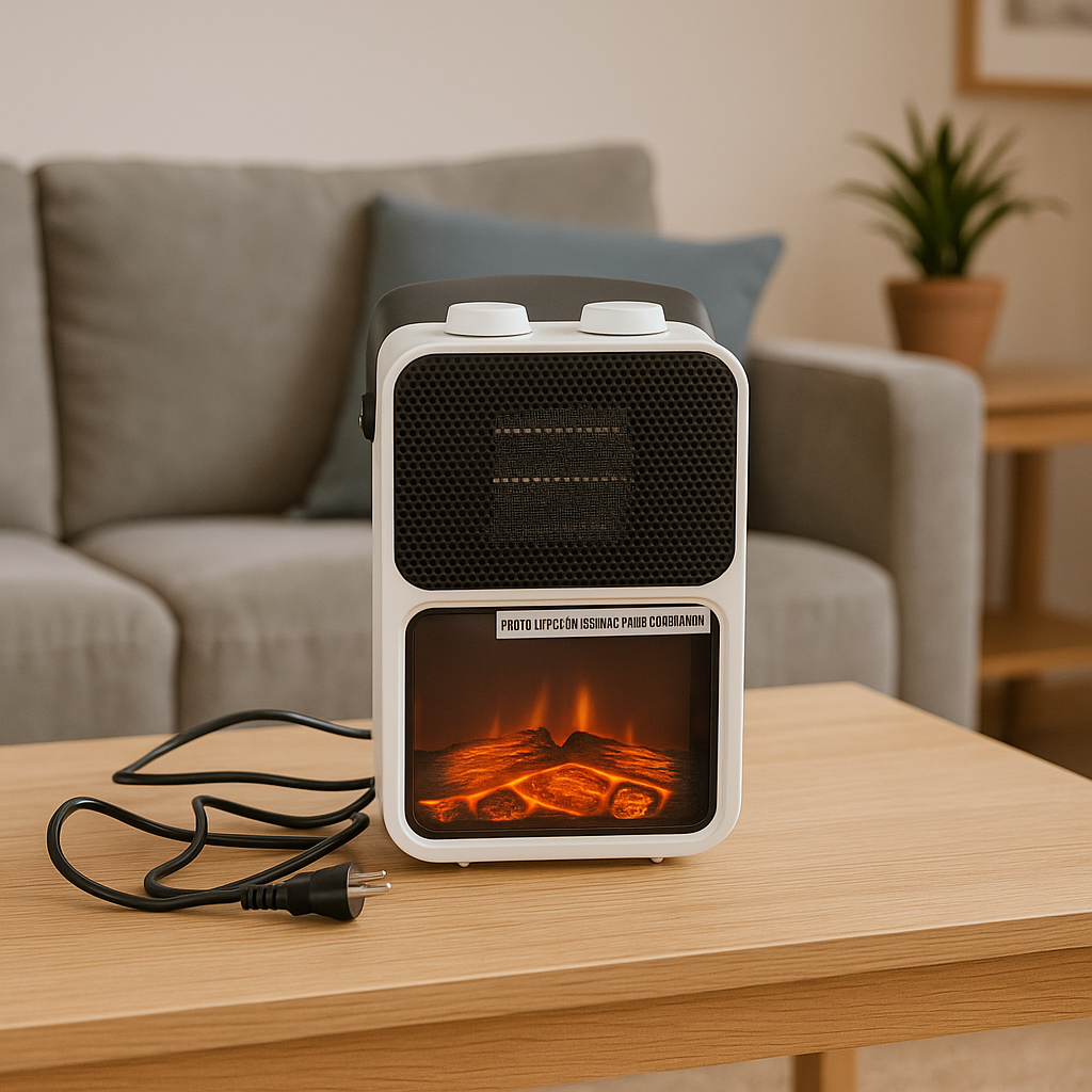Elektromos kandalló lánghatással, 600–1200 W, 14x21x36 cm, fehér - Image 2