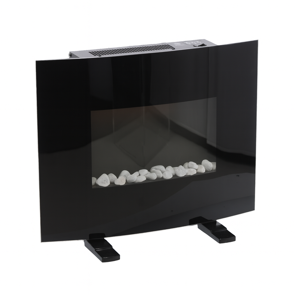 Elektromos kandalló, padlóra állítható vagy falra szerelhető, lánghatás, 2000W, 2 fokozat, távirányító, 61x14x48 cm, fekete - Image 4