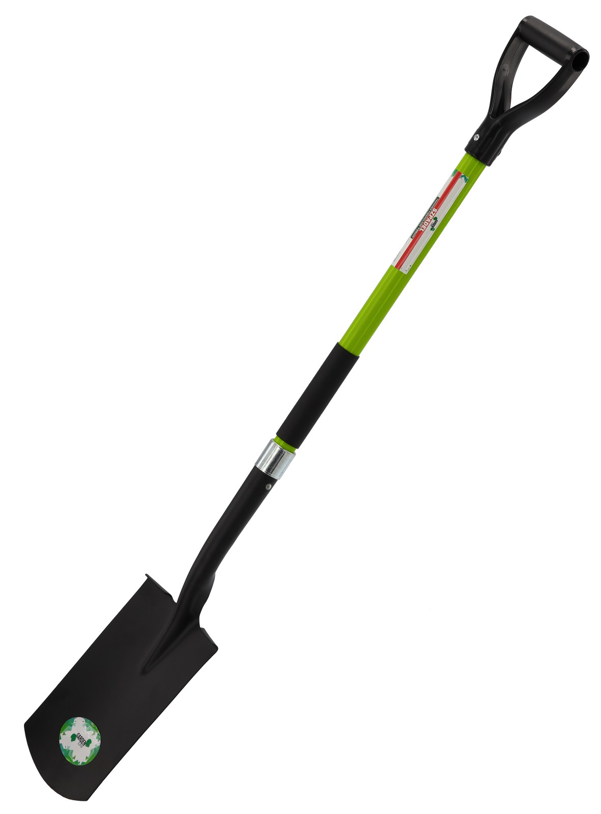 Kerti lapát egyenes pengével, 120 cm-es üvegszálas nyéllel, D-alakú markolattal, fekete és zöld színben - Image 2
