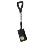 Mini lapát egyenes pengével, üvegszálas nyéllel, fém fejjel, 67 cm, D-típusú nyéllel, zöld és fekete