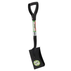 Mini lapát egyenes pengével, üvegszálas nyéllel, fém fejjel, 67 cm, D-típusú nyéllel, zöld és fekete