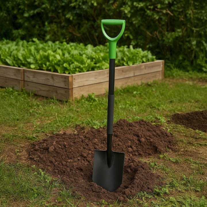 Kerti ásólapát hegyes pengével, 120 cm-es üvegszálas nyéllel, D-markolattal, fekete és zöld - Image 2