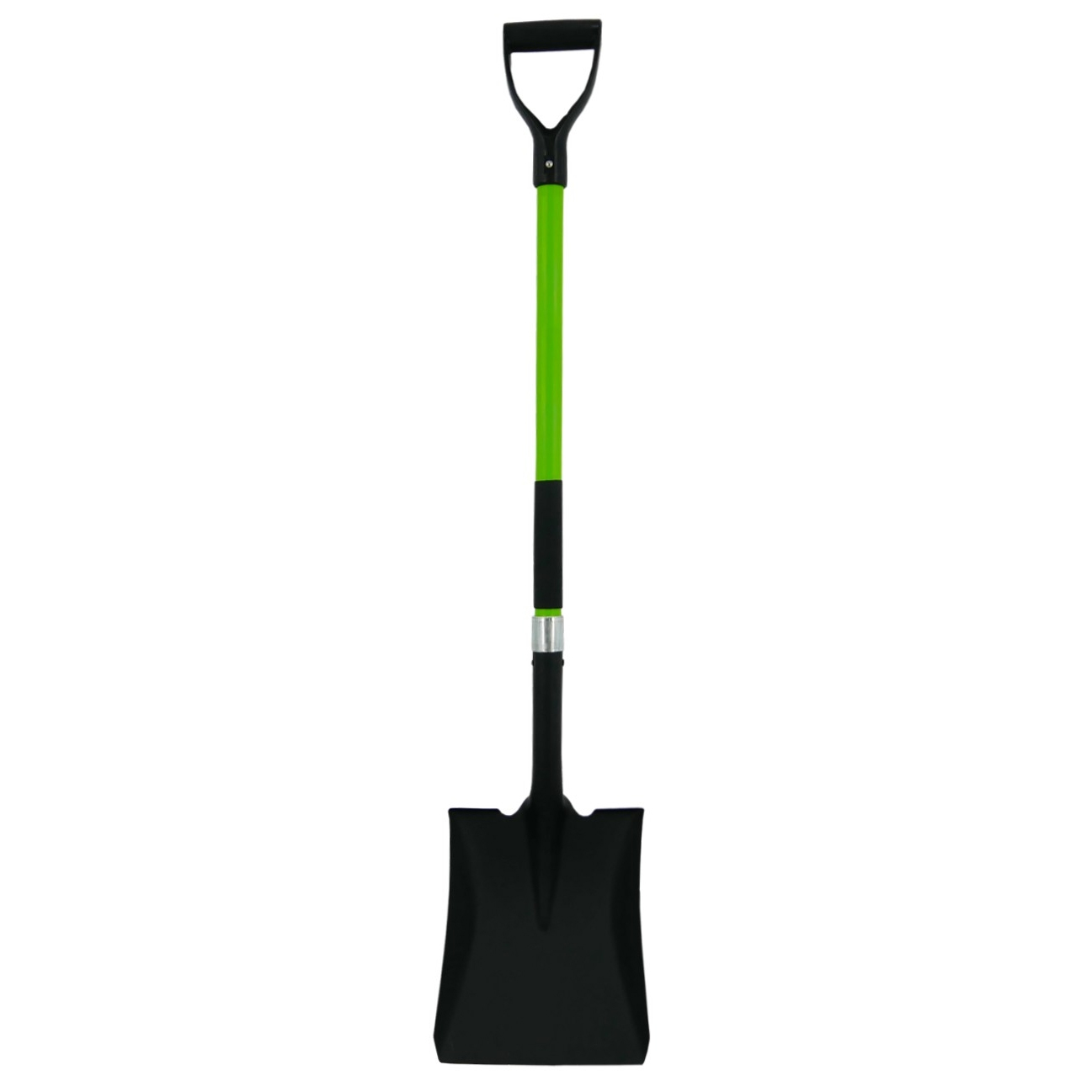 Homok- és földlapát 120 cm-es üvegszálas nyéllel, festett acél fejjel, fekete és zöld színben - Image 2