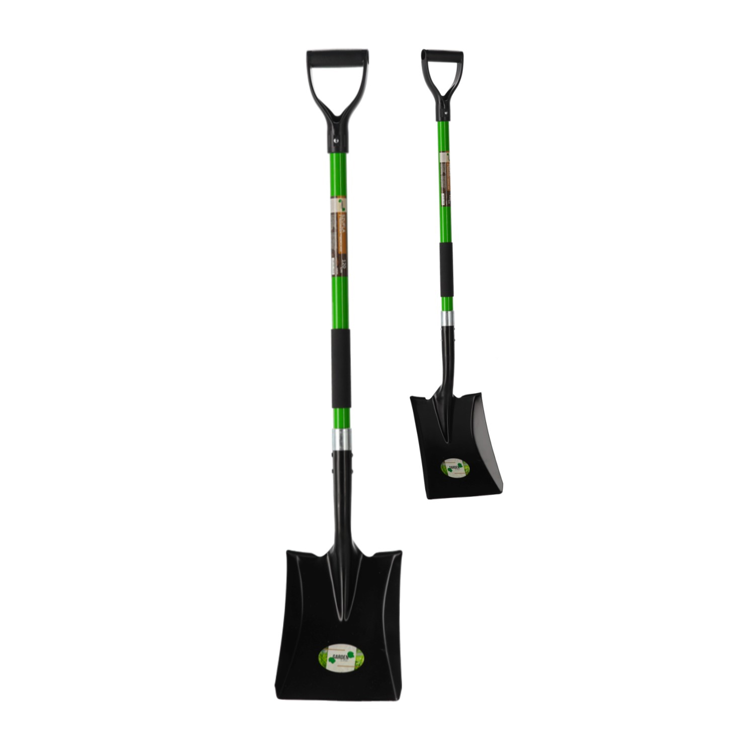 Homok- és földlapát 120 cm-es üvegszálas nyéllel, festett acél fejjel, fekete és zöld színben - Image 5