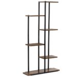 Fém és MDF polcos állvány 6 polccal, 60x20x113 cm, fekete és barna