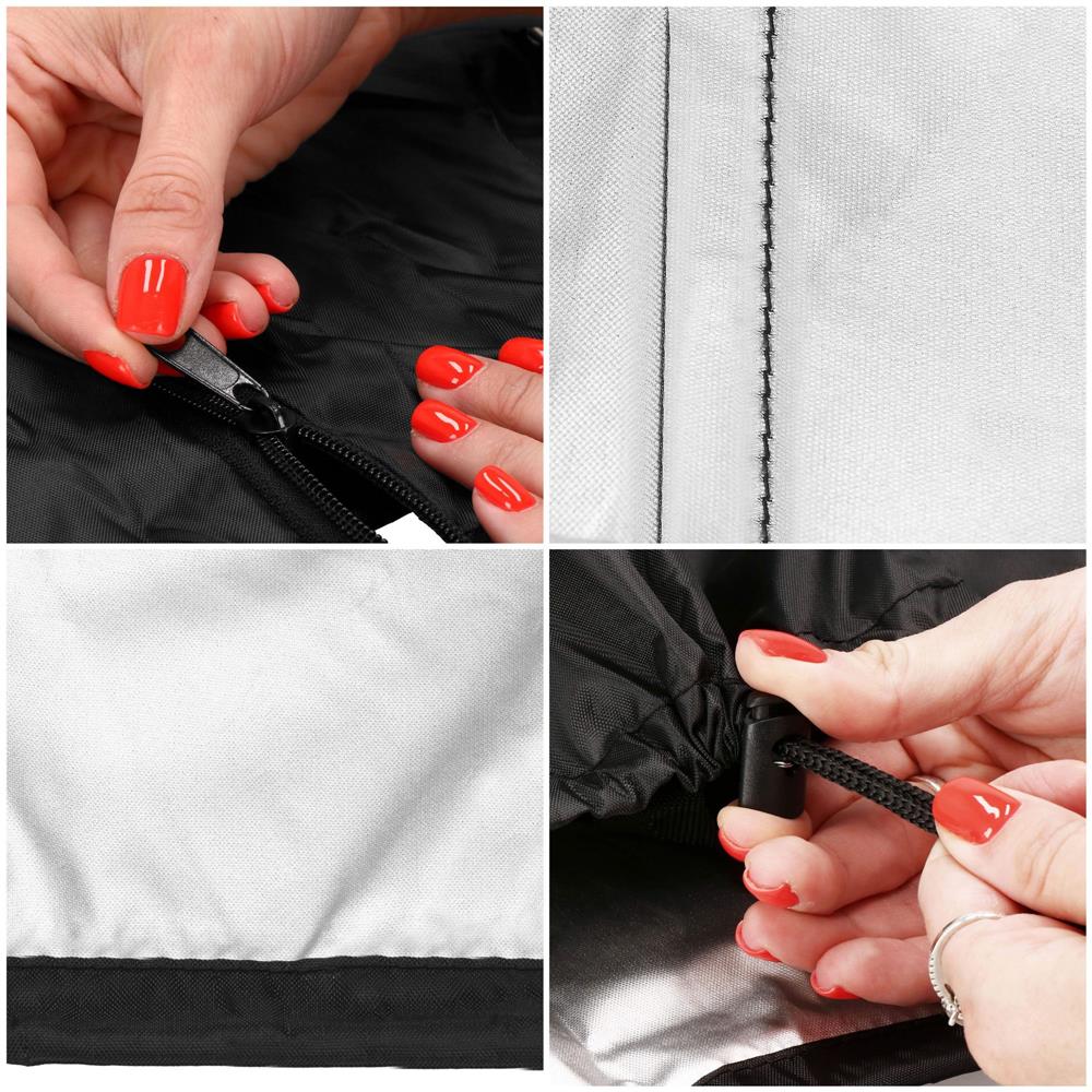 Husa protectie pentru umbrela de gradina, impermeabila, cu fermoar si snur reglabil, 265 cm, negru - Image 2