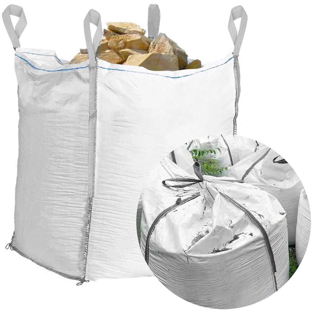 Nagy teherbírású kerti Big Bag zsák levelekhez és zöldhulladékhoz, 1200 l, 1000 kg, 90x90x145 cm, fehér - Image 3