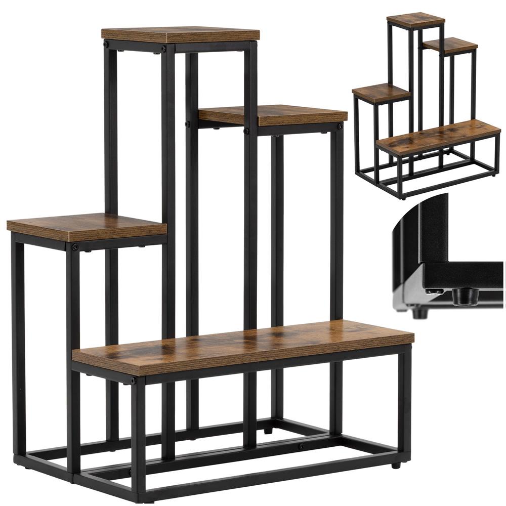 Fém és MDF polcos állvány 4 polccal, 51x34x67 cm, fekete és barna - Image 10