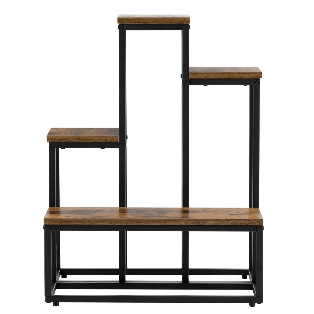 Fém és MDF polcos állvány 4 polccal, 51x34x67 cm, fekete és barna - Image 16