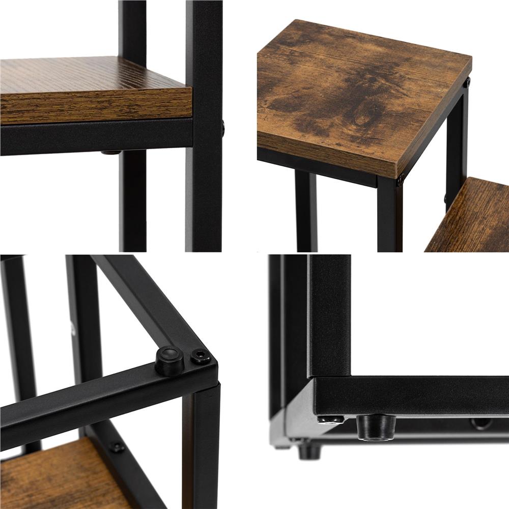 Fém és MDF polcos állvány 4 polccal, 51x34x67 cm, fekete és barna - Image 17