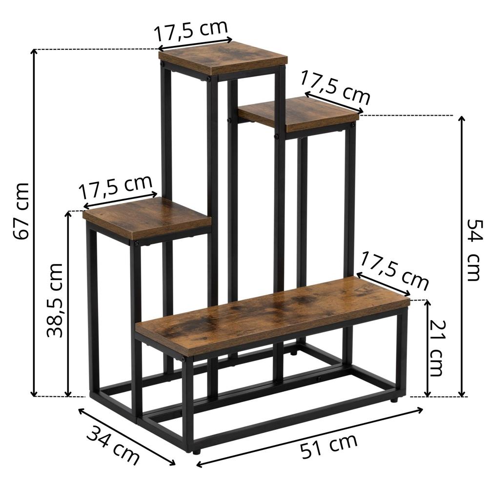 Fém és MDF polcos állvány 4 polccal, 51x34x67 cm, fekete és barna - Image 18