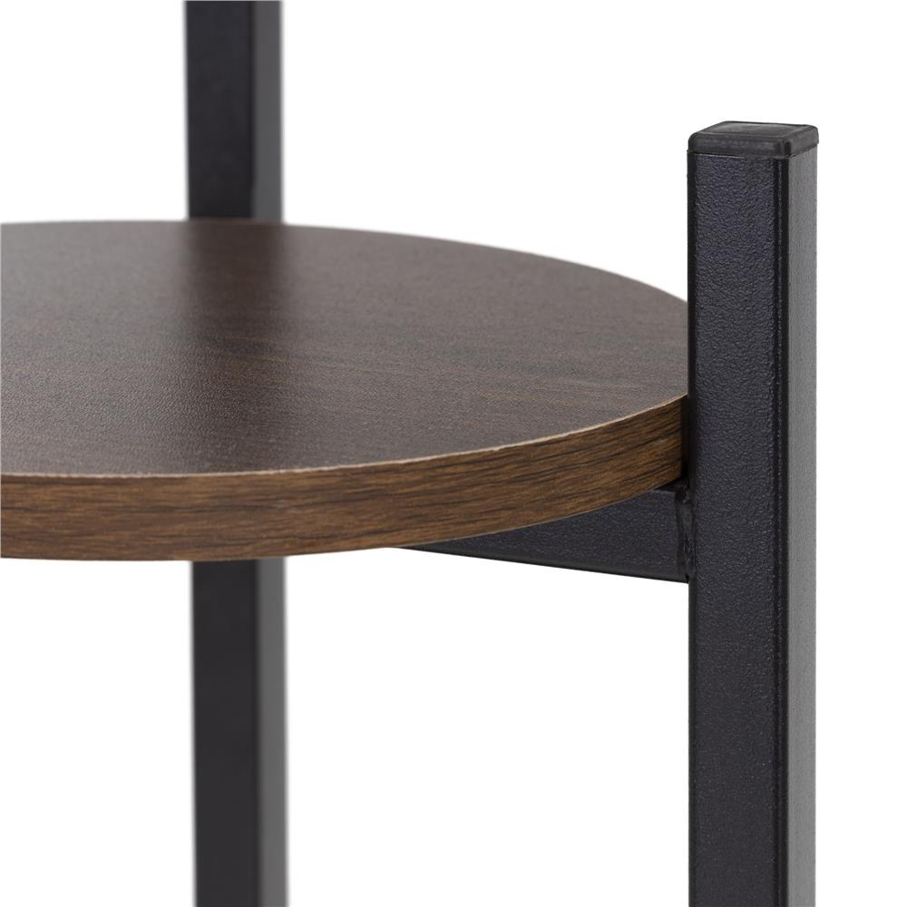 Virágtartó állvány, kerek, 3 polccal, fém és MDF szerkezet, 32x32x81 cm, fekete - Image 10
