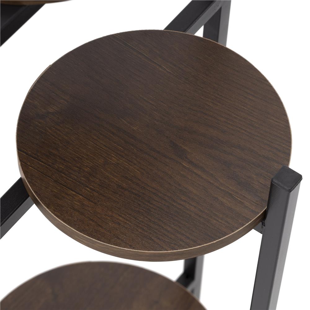 Virágtartó állvány, kerek, 3 polccal, fém és MDF szerkezet, 32x32x81 cm, fekete - Image 9