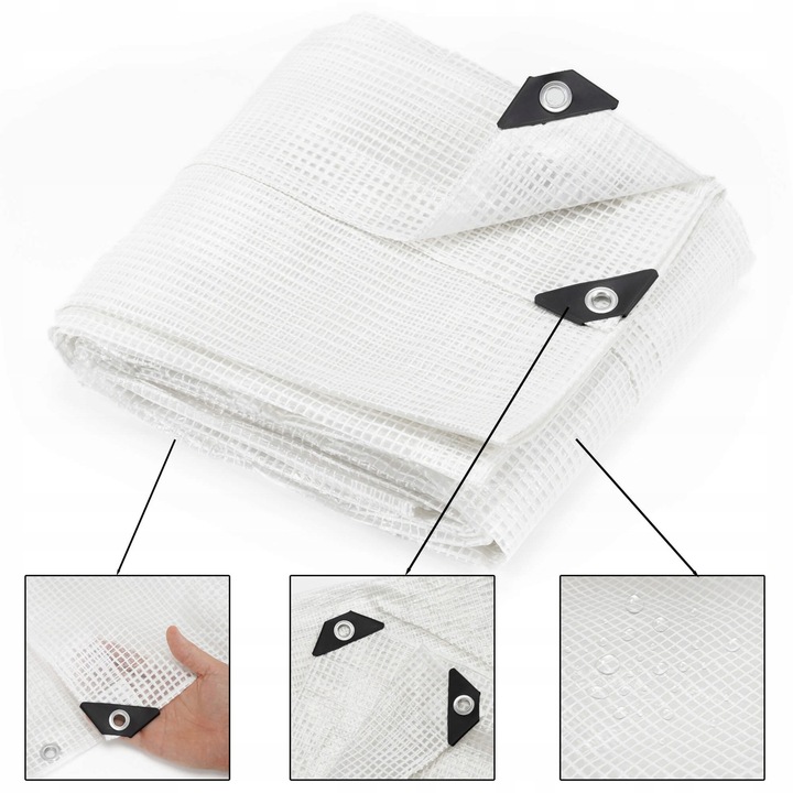 Laminált vízálló polietilén ponyva, 100 g/m², 4x4 m, átlátszó fehér - Image 5