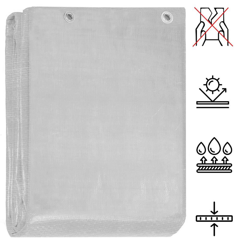 Laminált vízálló polietilén ponyva, 160 g/m², 6x8 m, szürke - Image 22