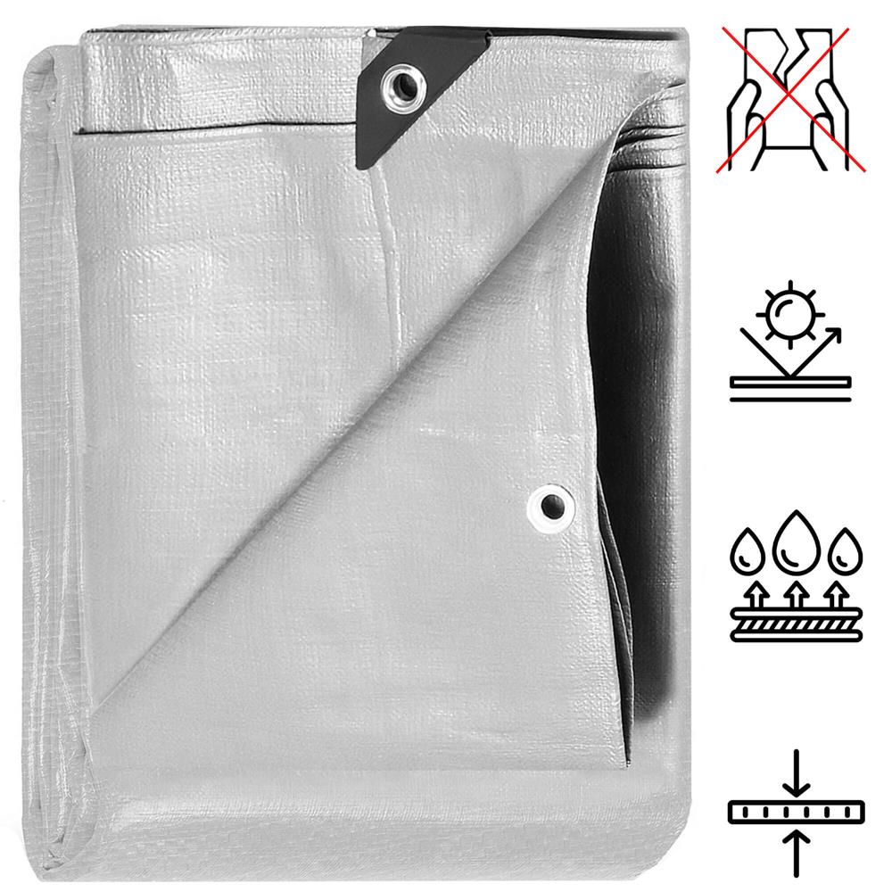 Laminált vízálló polietilén ponyva, 160 g/m², 6x8 m, szürke - Image 23